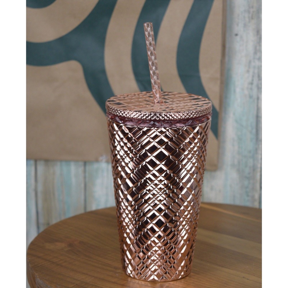 Starbucks Rose Gold Chrome Metallic Jeweled Grande 16oz Cold Cup - Picture 3 of 5